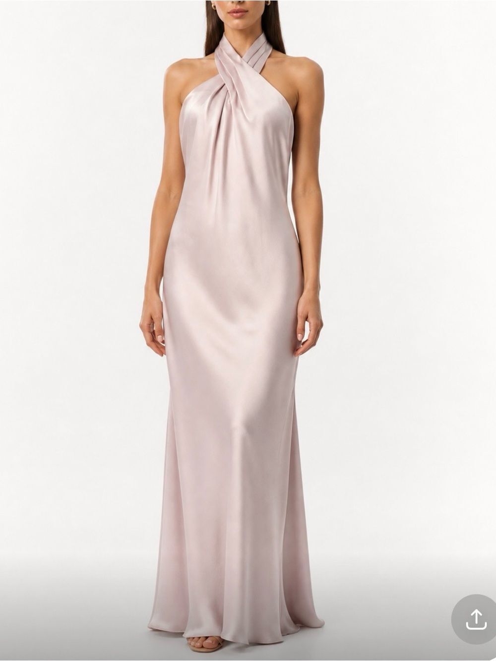 ANTHROPOLOGIE BHLDN Selma Bridesmaid Blush Pink Halter Gown Size 8